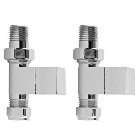 Nuie Pure Straight Square Radiator Valves Pack Chrome HT347