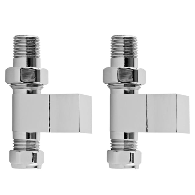 Nuie Pure Straight Square Radiator Valves Pack Chrome HT347