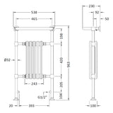 Hudson Reed Small Harrow Radiator & Heated Towel Rail H965 x W540mm White/Chrome HTD06 LD