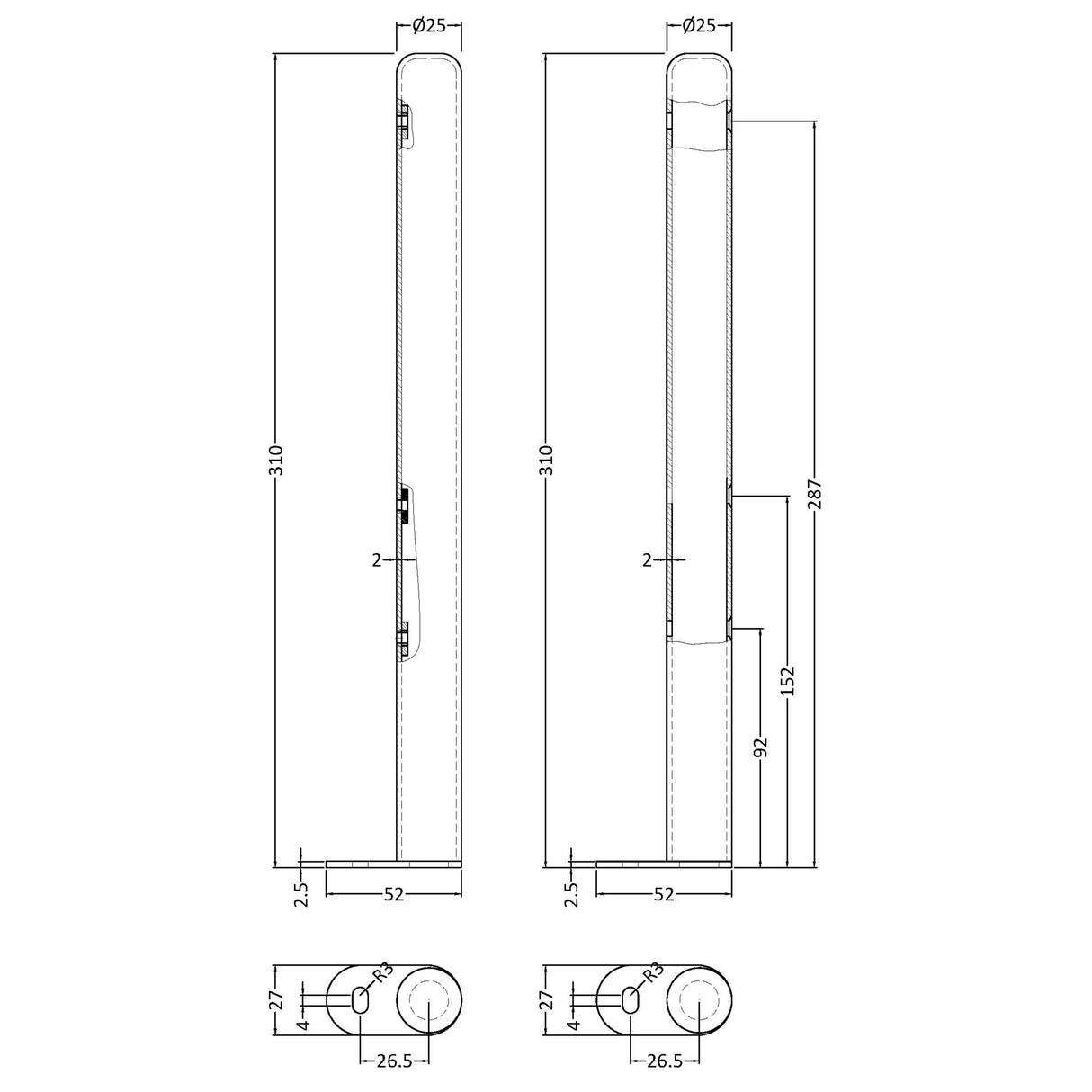 Nuie Colosseum Floor Mounting Leg Set Gloss White HX300 LD