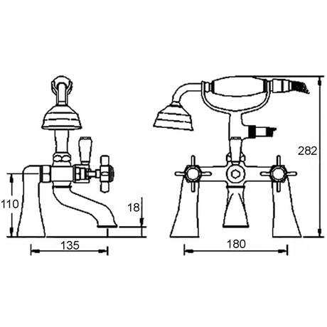 Nuie Beaumont Bath Shower Mixer Tap Chrome I304X LD