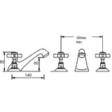 Nuie Beaumont 3 Hole Basin Mixer Tap with Waste Chrome I307X LD