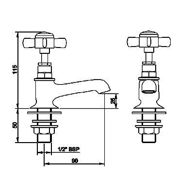 Nuie Beaumont Basin Pillar Taps Chrome I321XE LD