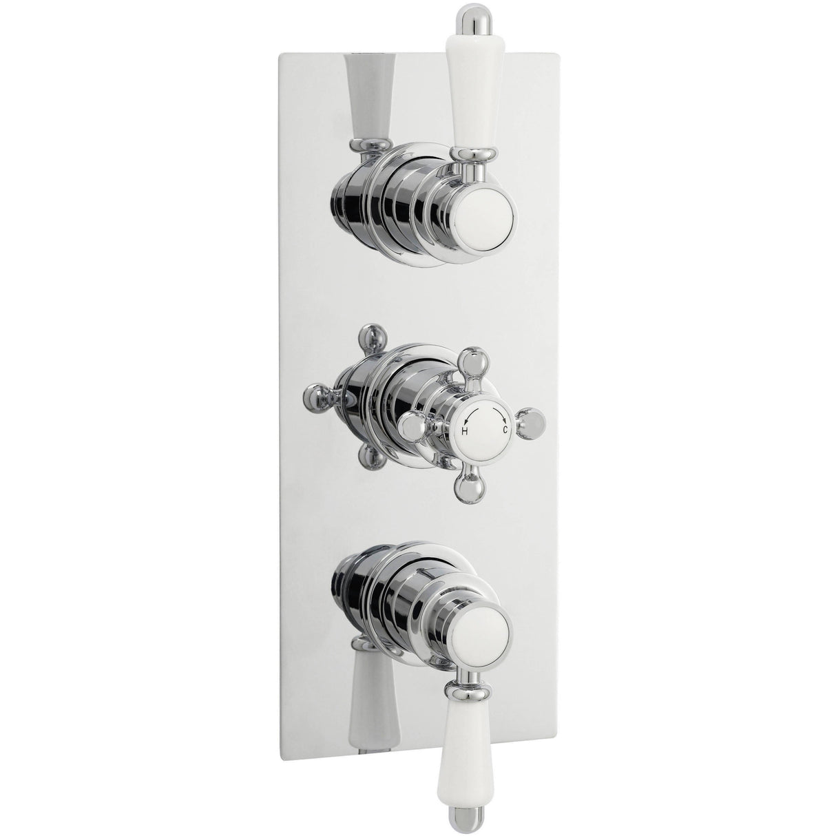 Nuie Victorian Traditional 2 Outlet Thermostatic Concealed Shower Valve - Rectangular Plate - Chrome ITY315