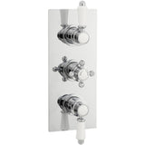 Nuie Victorian Traditional 2 Outlet Thermostatic Concealed Shower Valve - Rectangular Plate - Chrome ITY315