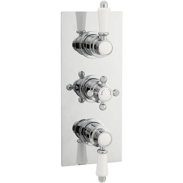 Nuie Victorian Traditional 2 Outlet Thermostatic Concealed Shower Valve - Rectangular Plate - Chrome ITY315