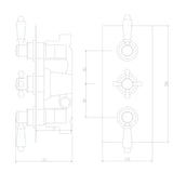 Nuie Victorian Traditional 2 Outlet Thermostatic Concealed Shower Valve - Rectangular Plate - Chrome ITY315 LD