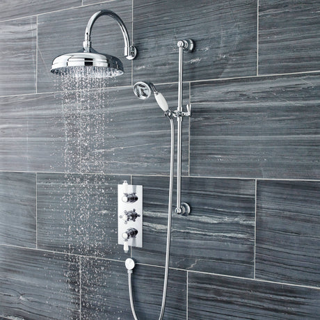 Nuie Victorian Traditional 2 Outlet Thermostatic Concealed Shower Valve - Rectangular Plate - Chrome ITY315 LS