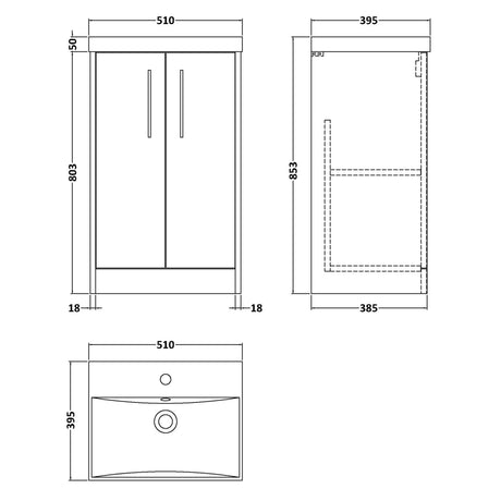 Hudson Reed Juno 500mm Freestanding Vanity Unit & Basin, 2 Doors Autumn Oak JNU1801D LD