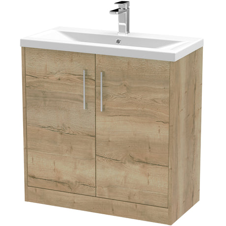 Hudson Reed Juno 800mm Freestanding Vanity Unit & Basin, 2 Doors Autumn Oak JNU1805A