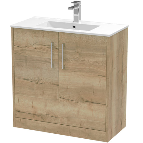 Hudson Reed Juno 800mm Freestanding Vanity Unit & Basin, 2 Doors Autumn Oak JNU1805B