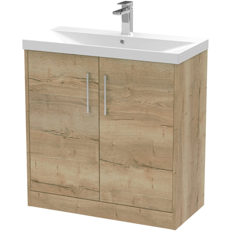 Hudson Reed Juno 800mm Freestanding Vanity Unit & Basin, 2 Doors Autumn Oak JNU1805D