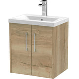 Hudson Reed Juno 500mm Wall Hung Vanity Unit & Basin, 2 Doors Autumn Oak JNU1821A