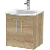 Hudson Reed Juno 500mm Wall Hung Vanity Unit & Basin, 2 Doors Autumn Oak JNU1821G