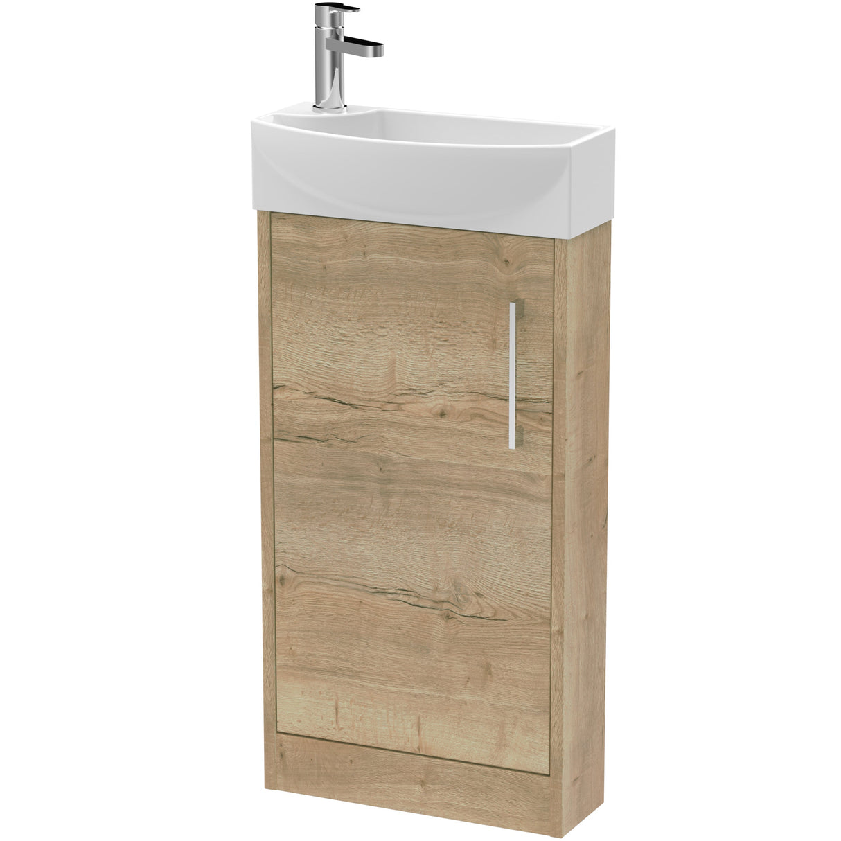 Hudson Reed Juno 440mm Compact Floorstanding Basin Vanity Unit & Basin, 1 Door Autumn Oak JNU1821R