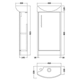 Hudson Reed Juno 440mm Compact Floorstanding Basin Vanity Unit & Basin, 1 Door Autumn Oak JNU1821R LD