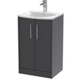 Hudson Reed Juno 500mm Freestanding Vanity Unit & Basin, 2 Doors Graphite Grey JNU2201G