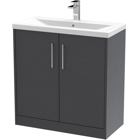 Hudson Reed Juno 800mm Freestanding Vanity Unit & Basin, 2 Doors Graphite Grey JNU2205A