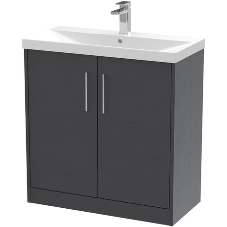 Hudson Reed Juno 800mm Freestanding Vanity Unit & Basin, 2 Doors Graphite Grey JNU2205D