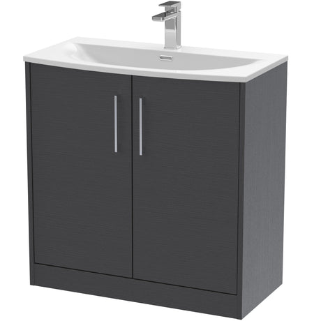 Hudson Reed Juno 800mm Freestanding Vanity Unit & Basin, 2 Doors Graphite Grey JNU2205G