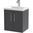 Hudson Reed Juno 500mm Wall Hung Vanity Unit & Basin, 2 Doors Graphite Grey JNU2221A