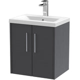 Hudson Reed Juno 500mm Wall Hung Vanity Unit & Basin, 2 Doors Graphite Grey JNU2221A
