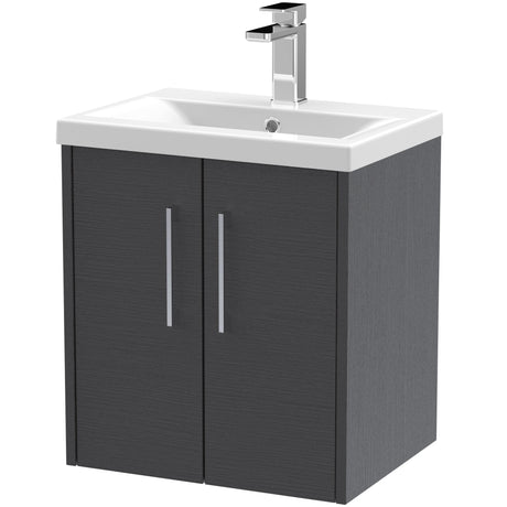 Hudson Reed Juno 500mm Wall Hung Vanity Unit & Basin, 2 Doors Graphite Grey JNU2221A