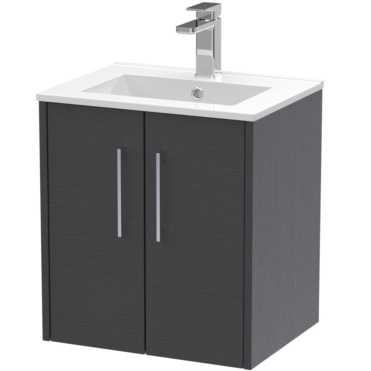 Hudson Reed Juno 500mm Wall Hung Vanity Unit & Basin, 2 Doors Graphite Grey JNU2221B