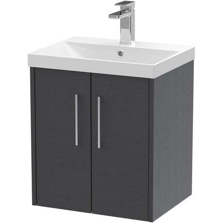 Hudson Reed Juno 500mm Wall Hung Vanity Unit & Basin, 2 Doors Graphite Grey JNU2221D