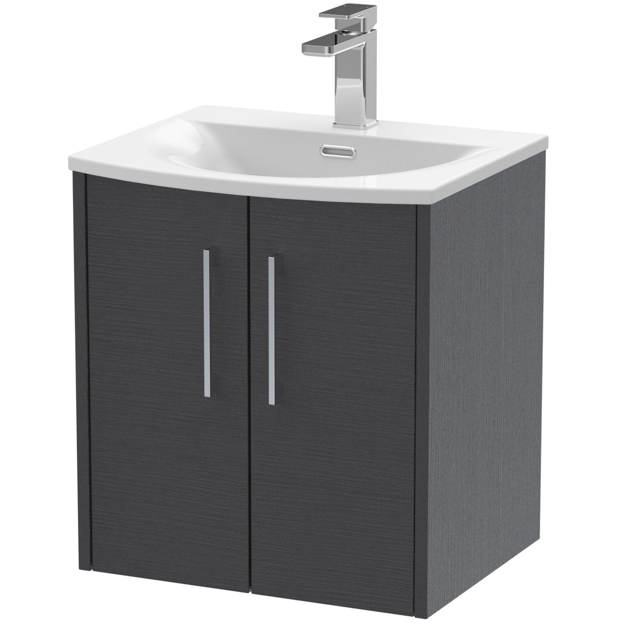 Hudson Reed Juno 500mm Wall Hung Vanity Unit & Basin, 2 Doors Graphite Grey JNU2221G