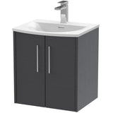 Hudson Reed Juno 500mm Wall Hung Vanity Unit & Basin, 2 Doors Graphite Grey JNU2221G