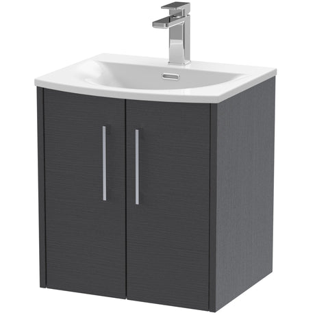 Hudson Reed Juno 500mm Wall Hung Vanity Unit & Basin, 2 Doors Graphite Grey JNU2221G