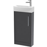 Hudson Reed Juno 440mm Compact Floorstanding Basin Vanity Unit & Basin, 1 Door Graphite Grey JNU2221L