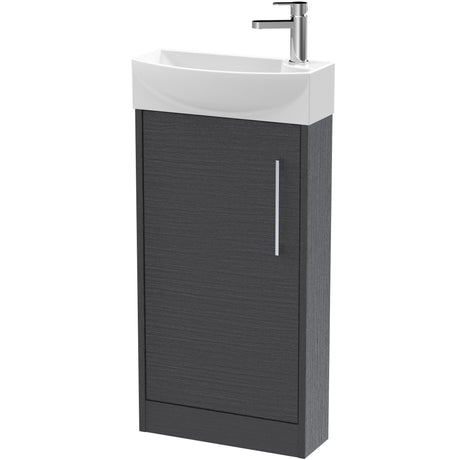 Hudson Reed Juno 440mm Compact Floorstanding Basin Vanity Unit & Basin, 1 Door Graphite Grey JNU2221L