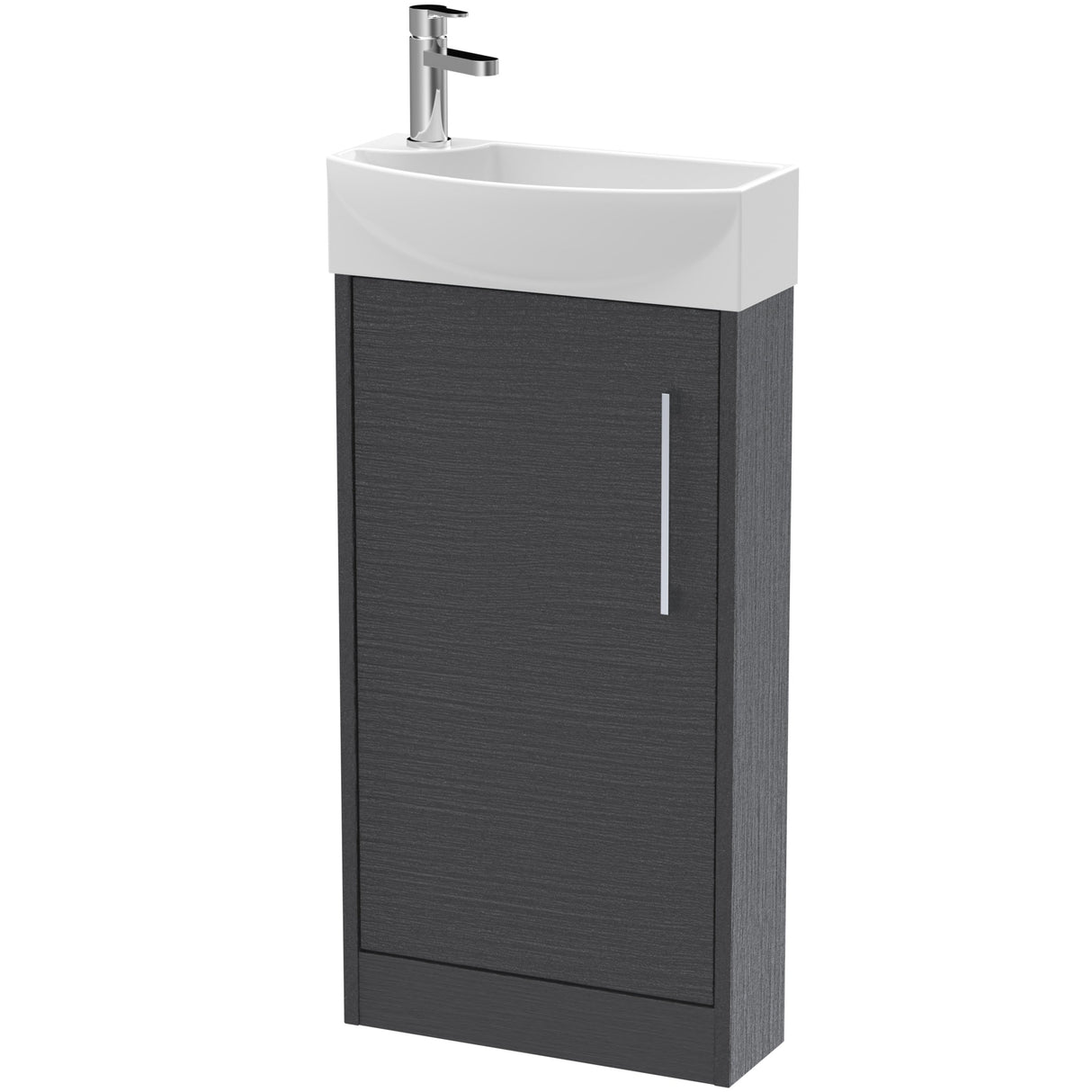 Hudson Reed Juno 440mm Compact Floorstanding Basin Vanity Unit & Basin, 1 Door Graphite Grey JNU2221R