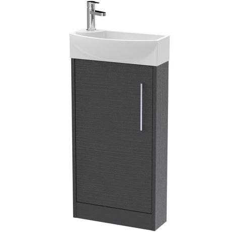 Hudson Reed Juno 440mm Compact Floorstanding Basin Vanity Unit & Basin, 1 Door Graphite Grey JNU2221R