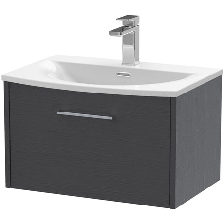 Hudson Reed Juno 600mm Wall Hung Vanity Unit & Basin, 1 Drawer Graphite Grey JNU2222G