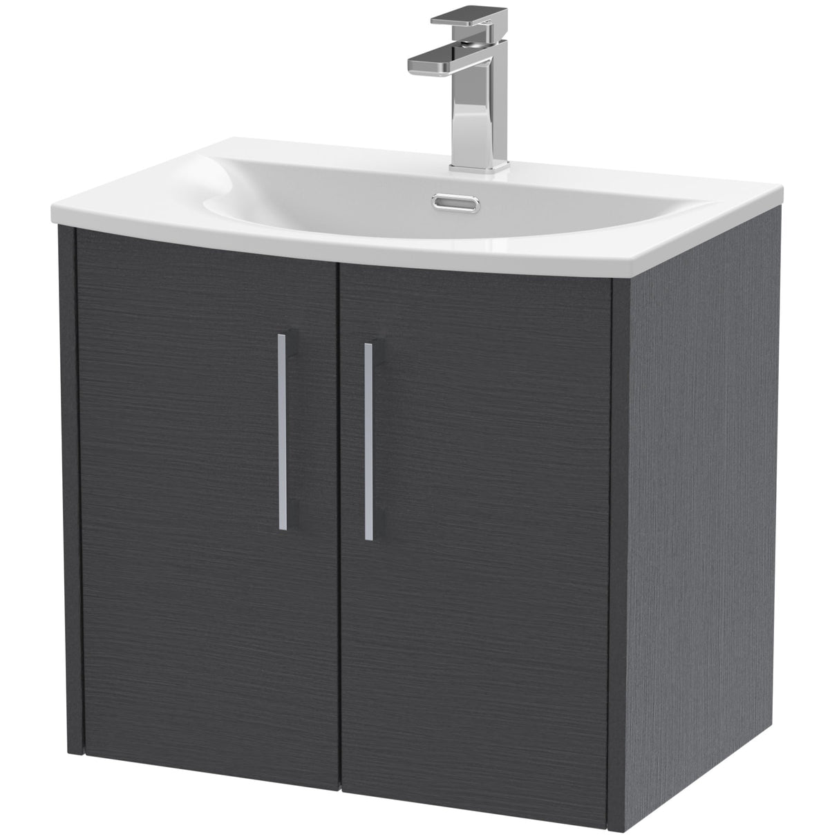 Hudson Reed Juno 600mm Wall Hung Vanity Unit & Basin, 2 Doors Graphite Grey JNU2223G