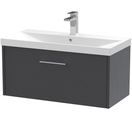 Hudson Reed Juno 800mm Wall Hung Vanity Unit & Basin, 1 Drawer Graphite Grey JNU2225D