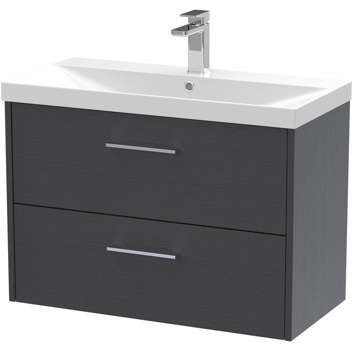 Hudson Reed Juno 800mm Wall Hung Vanity Unit & Basin, 2 Drawers Graphite Grey JNU2226D