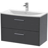 Hudson Reed Juno 800mm Wall Hung Vanity Unit & Basin, 2 Drawers Graphite Grey JNU2226G