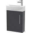 Hudson Reed Juno 440mm Compact Wall Hung Basin Vanity Unit & Basin, 1 Door Graphite Grey JNU2261L