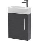 Hudson Reed Juno 440mm Compact Wall Hung Basin Vanity Unit & Basin, 1 Door Graphite Grey JNU2261L