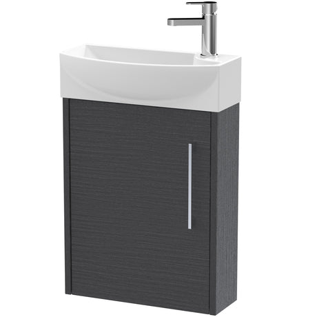 Hudson Reed Juno 440mm Compact Wall Hung Basin Vanity Unit & Basin, 1 Door Graphite Grey JNU2261L