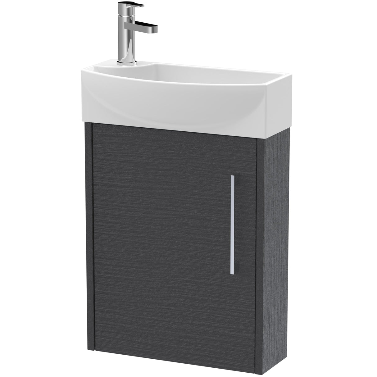 Hudson Reed Juno 440mm Compact Wall Hung Basin Vanity Unit & Basin, 1 Door Graphite Grey JNU2261R