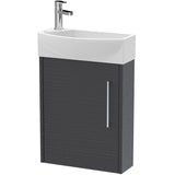 Hudson Reed Juno 440mm Compact Wall Hung Basin Vanity Unit & Basin, 1 Door Graphite Grey JNU2261R
