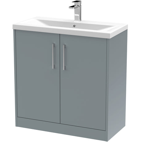 Hudson Reed Juno 800mm Freestanding Vanity Unit & Basin, 2 Doors Coastal Grey JNU2305A
