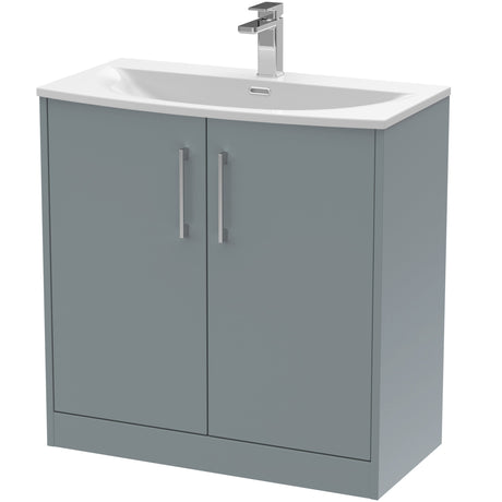 Hudson Reed Juno 800mm Freestanding Vanity Unit & Basin, 2 Doors Coastal Grey JNU2305G