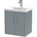 Hudson Reed Juno 500mm Wall Hung Vanity Unit & Basin, 2 Doors Coastal Grey JNU2321A