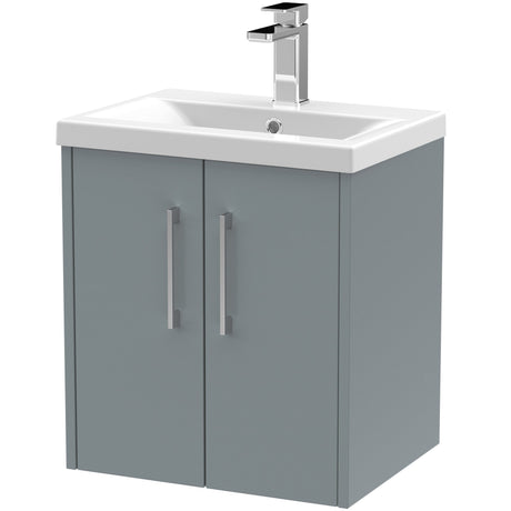 Hudson Reed Juno 500mm Wall Hung Vanity Unit & Basin, 2 Doors Coastal Grey JNU2321A